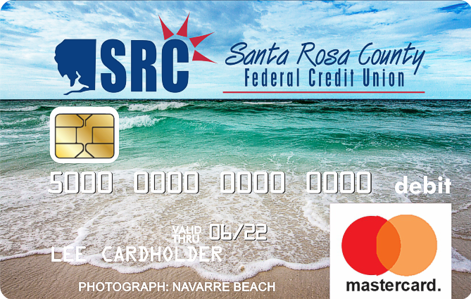 debit card with photo of beach